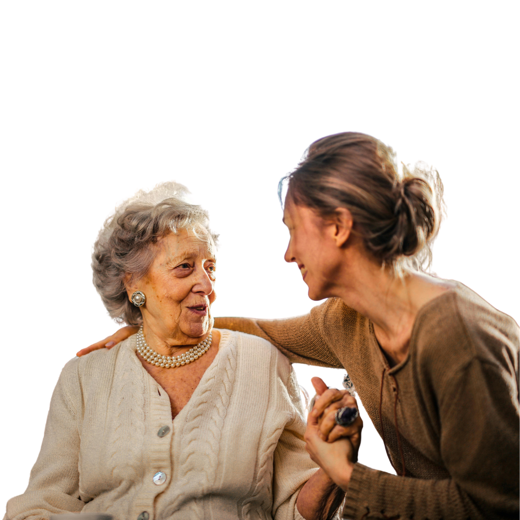 Ältere Dame wird von junger Frau im Alltag betreut - Alltagshilfe Wilich